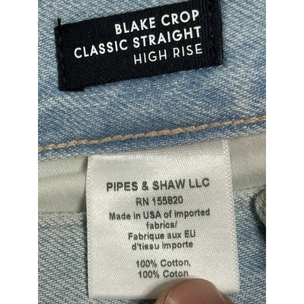 Veronica Beard Blake Crop Straight High Rise Jeans Aire Wash Blue Size 28 - Picture 10 of 10